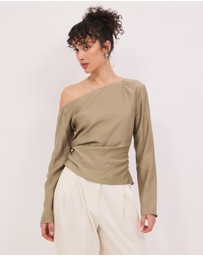 Calli - Amara Ruched Sheer Long Sleeve Top