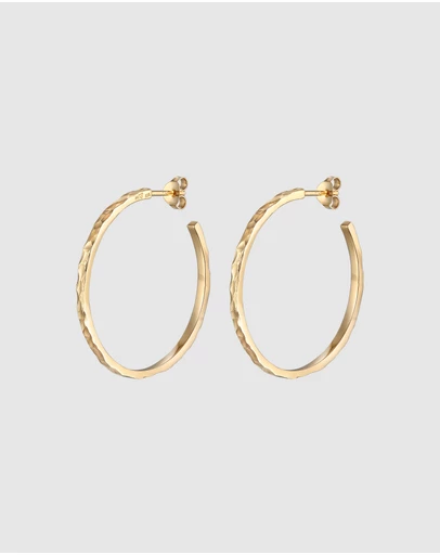 Elli Jewelry - Hammered Hoop Stud Earrings in Gold-Plated 925 Silver