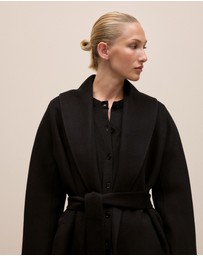 Trenery - Double Faced Wool Wrap Coat in Black