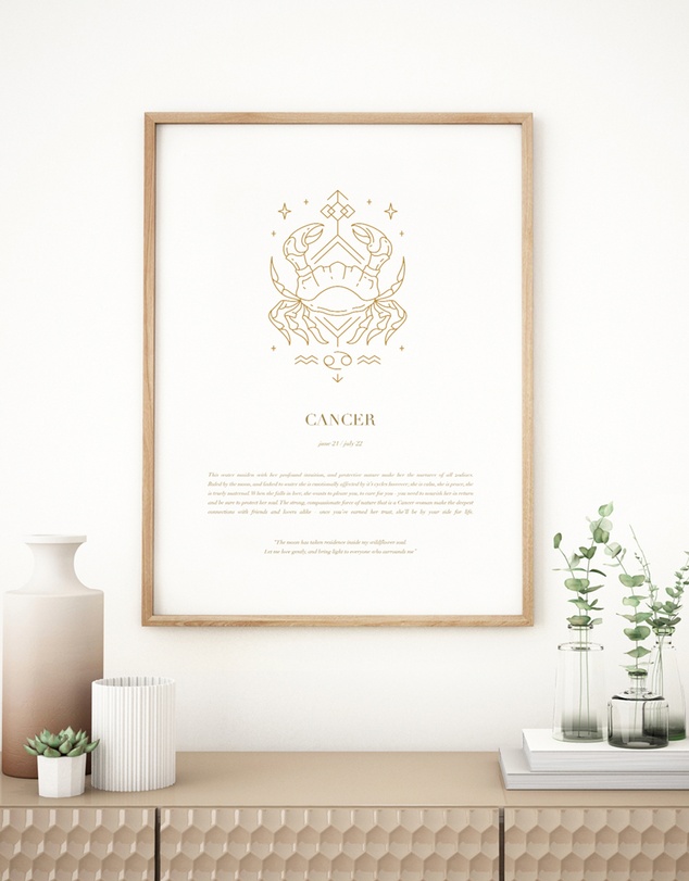 Olive et Oriel - Cancer Celestial Zodiac Art Print A3
