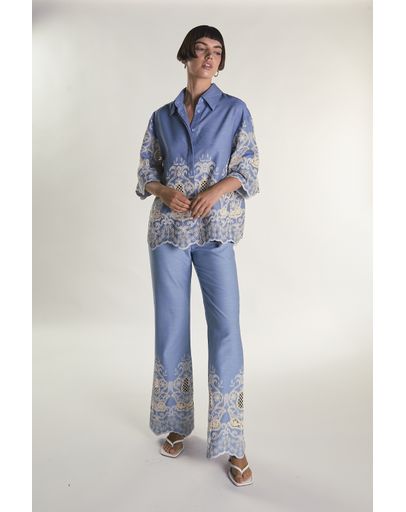 EMBROIDERED CHAMBRAY