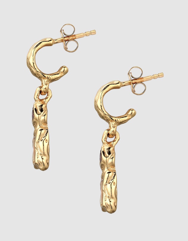 Elli Jewelry - Elli Jewelry Garnet and Topaz Drop Stud Earrings in Gold-Plated 925 Silver