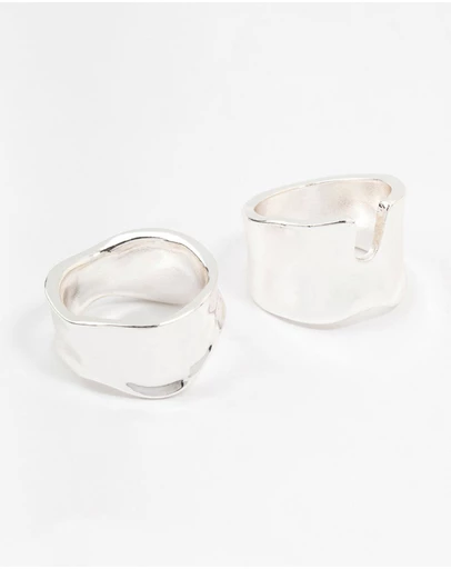 Lovisa - Silver Plated Large Molten Rings 2-Pack