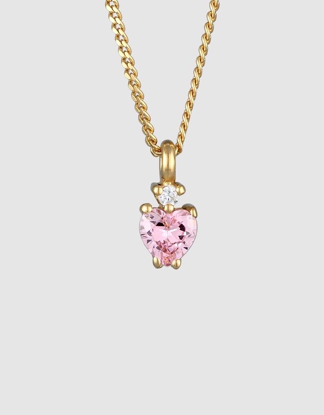 Elli Jewelry - Necklace Zirconia Heart 925 Sterling Silver Gold-Plated