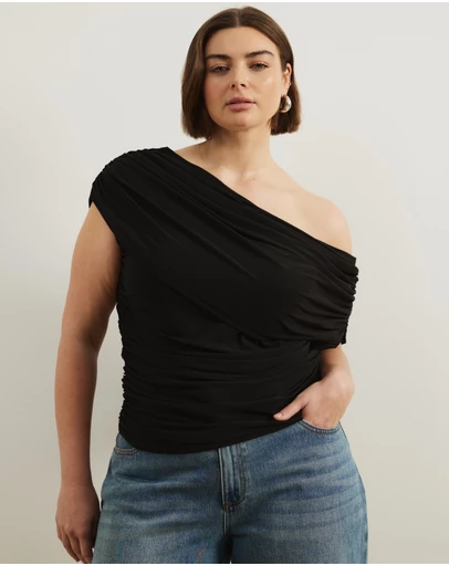 Atmos&Here Curvy - Winnie Off Shoulder Mesh Top