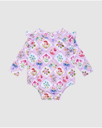 Fleur Harris - 'Woodland Grid' Glimmer Bodysuit in Lilac