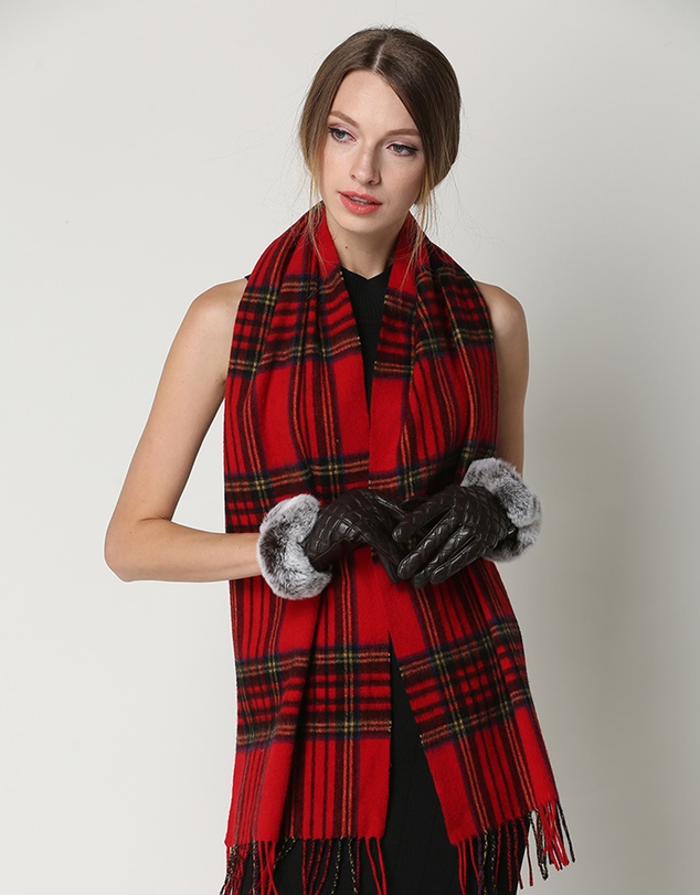 Ozwear Connection Uggs - Ugg 100% Wool Scarf Check Red and Navy