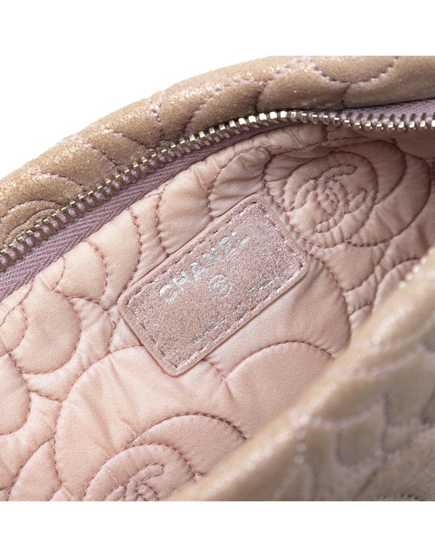 Pre-Loved by Azura Reborn - Pre-Loved Embossed Metallic Lambskin Camellia Chain Pochette