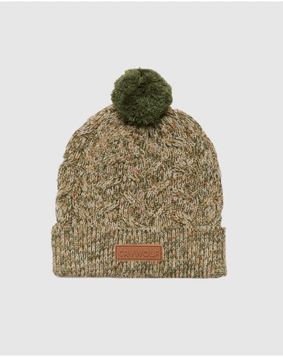 Crywolf - POM POM BEANIE Olive Speckle