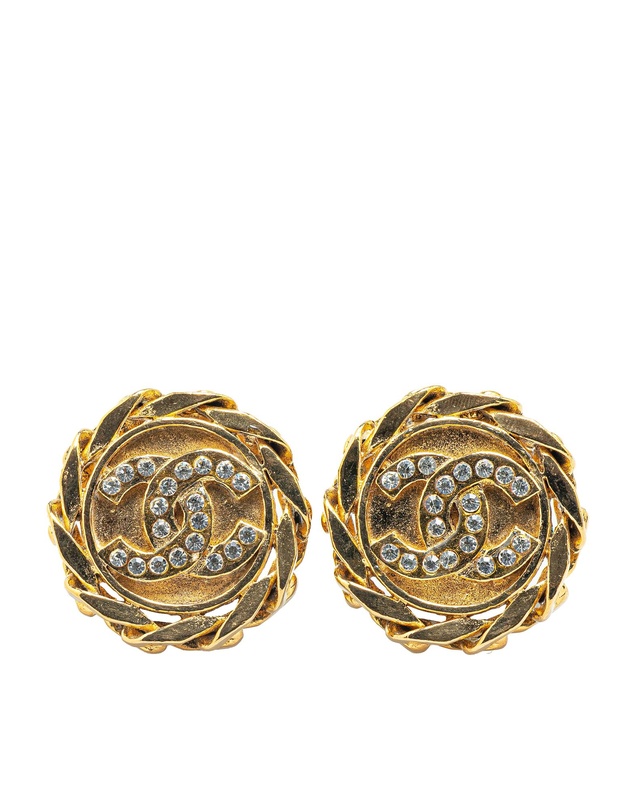 Pre-Loved by Azura Reborn - Pre-Loved Gold Plated CC Rhinestones Clip on Earrings