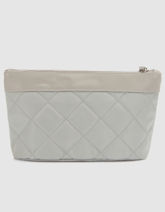 JETT BLACK - The Bondi Silver Quilted Clutch Pouch Zip Case