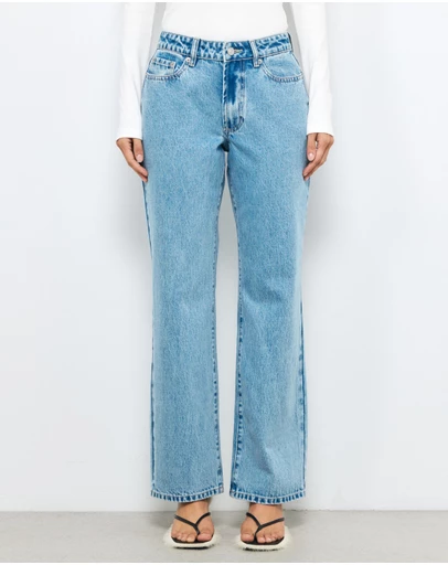 AERE - Elle Mid Rise Relaxed Straight Leg Jeans
