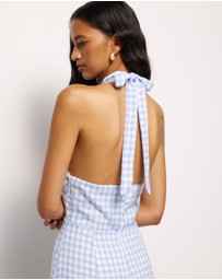 AERE - Nolana Gingham Halter Maxi Dress
