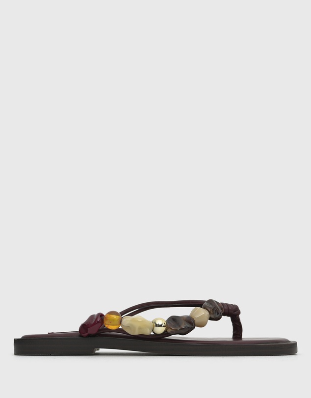 Betts - Saltwater Leather Multi Beaded Thong Sandals