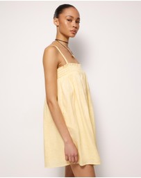 AERE - Amba Shirred Linen Mini Dress