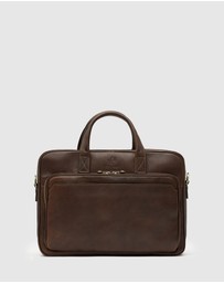 Republic of Florence - Pretoria Matt Choc Leather Laptop Briefcase