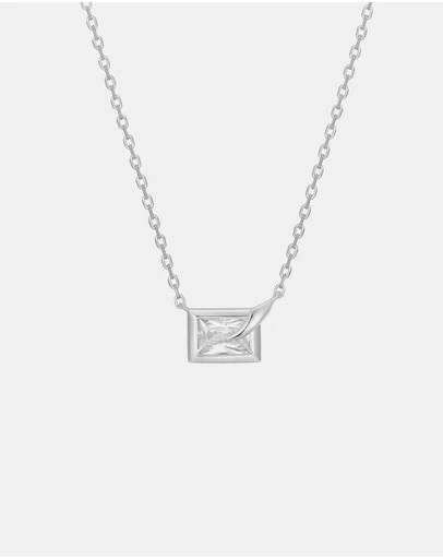 Ania Haie - Silver Sparkling Bezel-Set Cube Necklace