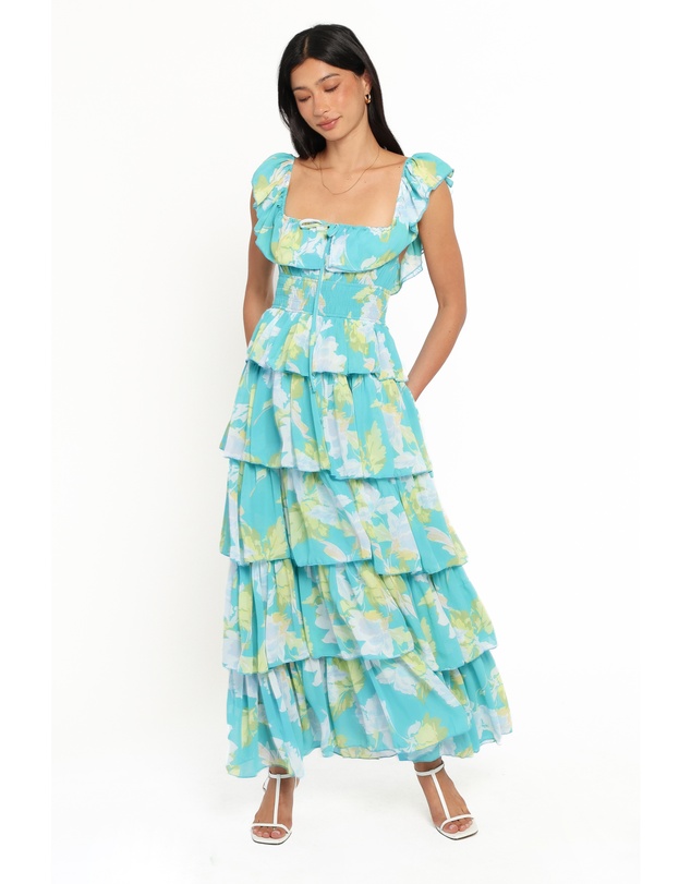 Petal & Pup - Belle Maxi Dress - Aqua Floral