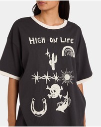 RVCA - Womens Dani Miller Oversized Ringer Oversized T-Shirt