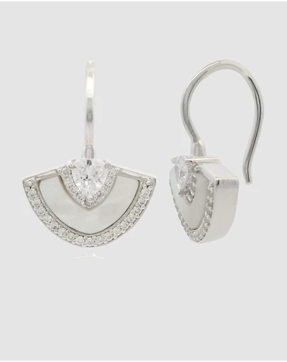 Georgini - Georgini Chic Noel Mother Of Pearl Fan Earrings Silver