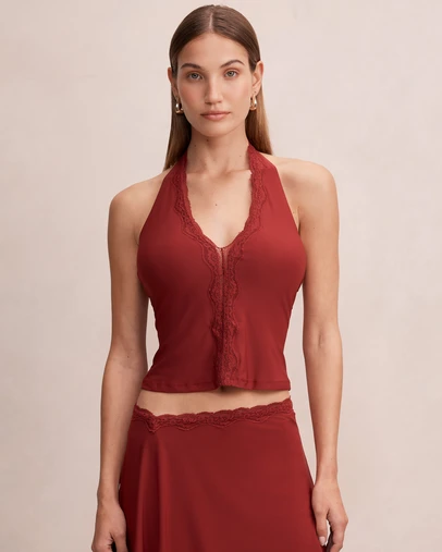 Forever New - Verity Lace Trim Halter Neck Top