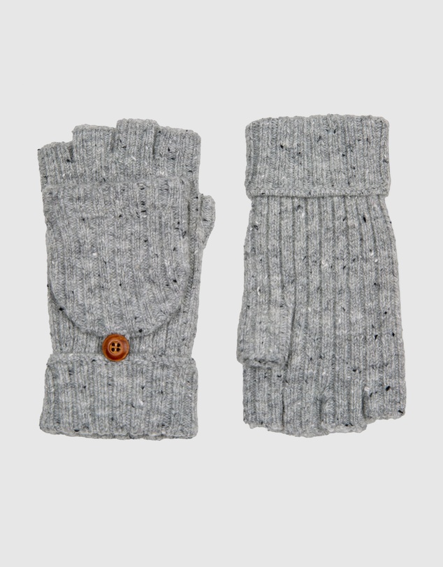 DENTS - Ribbed Knit Fingerless Gloves with Mitten Flap