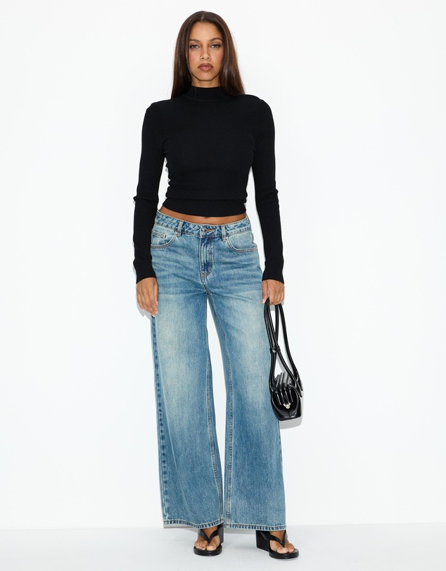 Dazie - Tessie Open Back Turtleneck Knit Top