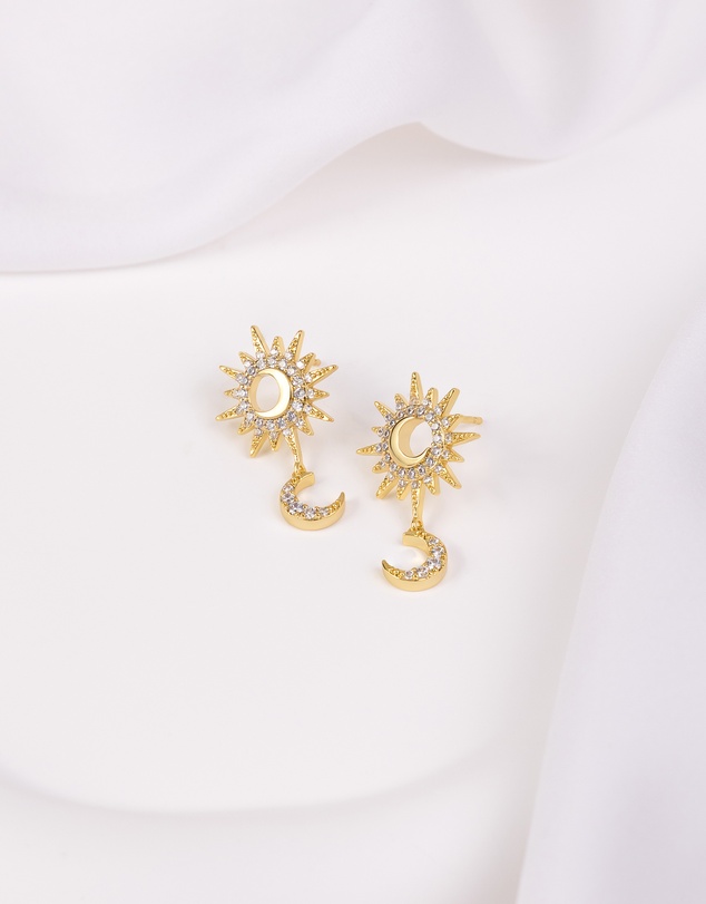 Wanderlust + Co - Sunlit Crescent Gold Drop Earrings
