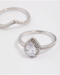 Lovisa - Silver Crowned Pear Crystal Ring