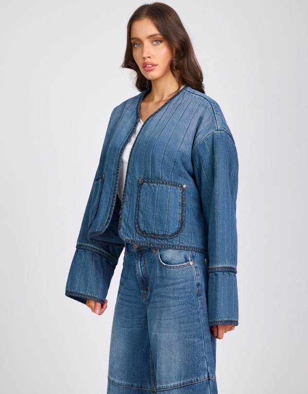 ONE TEASPOON - Denim Wadded Jacket - Deep Pacifica Blue