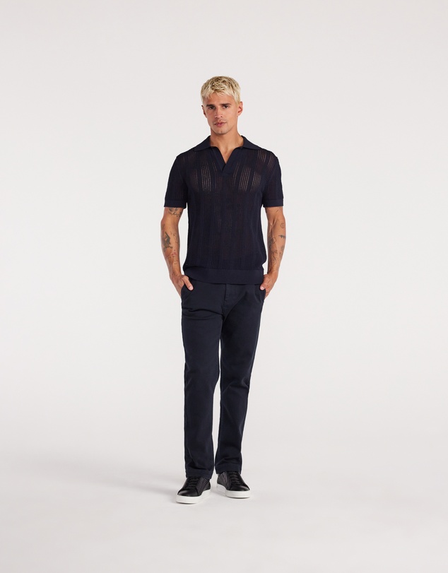 Calibre - Self Stripe Mesh Knit Polo Navy