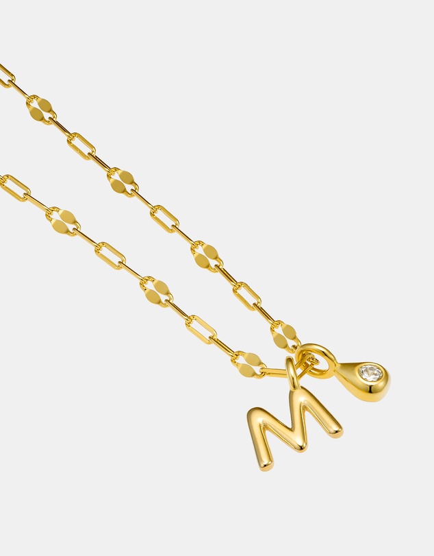 Zoe Olivia - 14K Gold Vermeil Imprint Initial M Cubic Zirconia Necklace