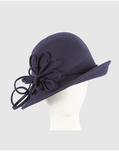 Max Alexander - Winter Felt Navy Cloche Hat