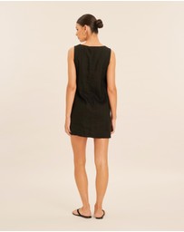 AERE - Linen Button Down A Line Mini Shift Dress
