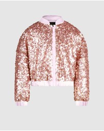 Rock Your Kid - Rebel Sequin Bomber Jacket in Champagne