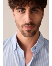 NEXT - Linen Blend Stripe Short Sleeve Shirt