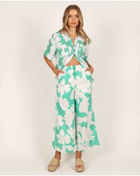 Petal & Pup - Bentley Wide Leg Pant - Green Floral