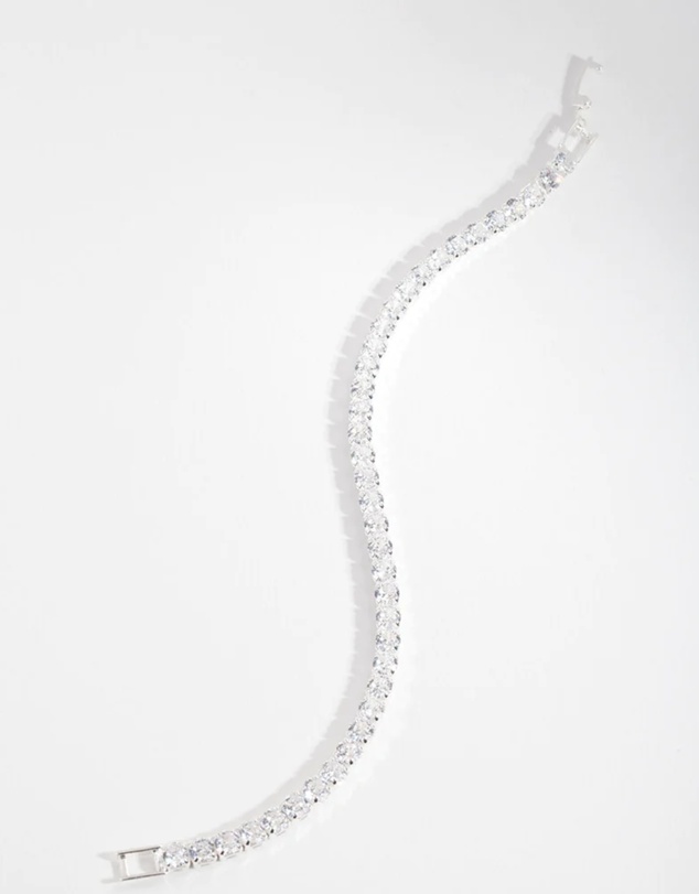 Lovisa - Silver Cubic Zirconia Baguette Tennis Bracelet