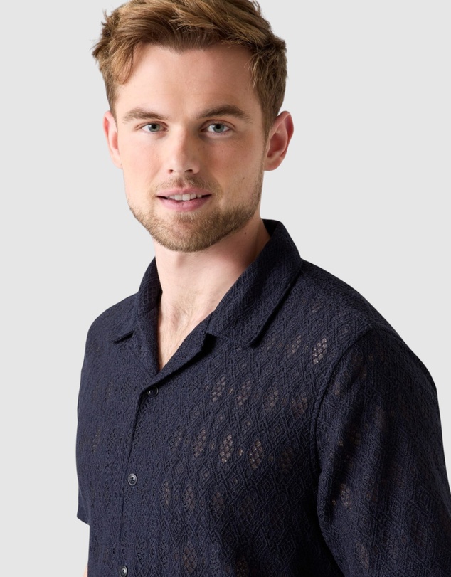 GUESS - Short Sleeve Crochet Resort Shirt