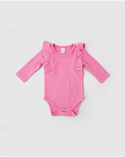 WITH LOVE FOR KIDS - Shimmy Wide Ribbed Long Sleeve Onesie - Babies