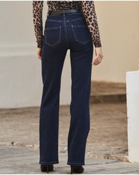 Sosandar - Dark Indigo Slim Wide Leg Jeans