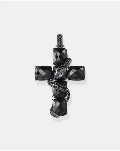 THOMAS SABO - Cross pendant with snake and black zirconia