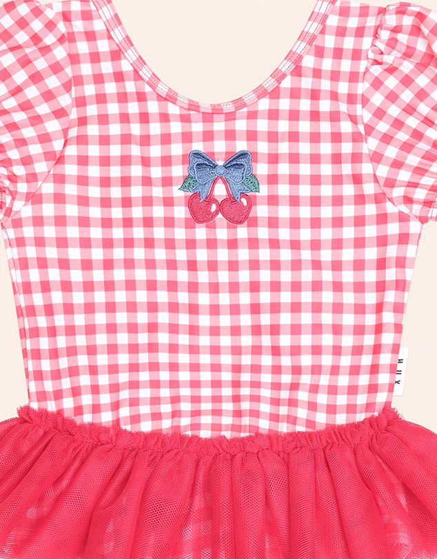 Huxbaby - Cherry Bow Gingham Tulle Swimsuit - Babies-Kids