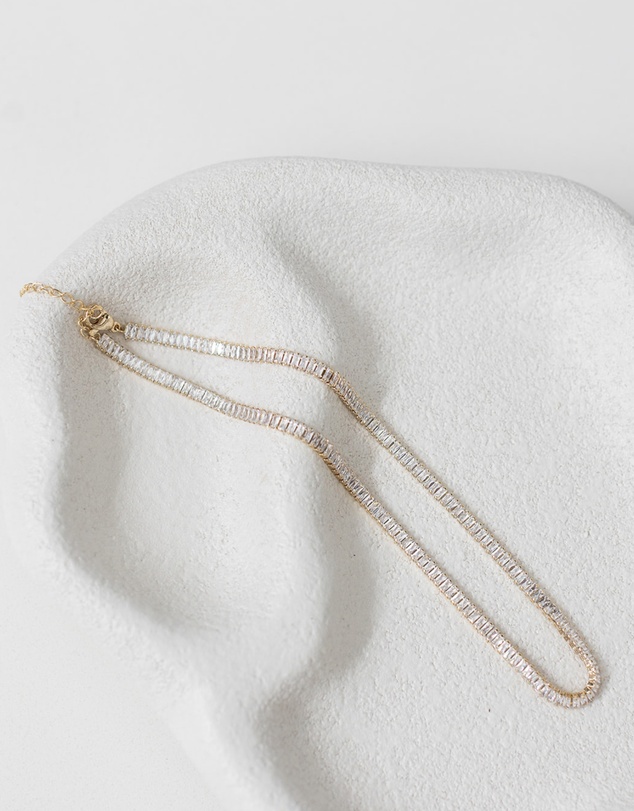 The White Collection - Sidney Necklace - Baguette Gold Bridal Necklace