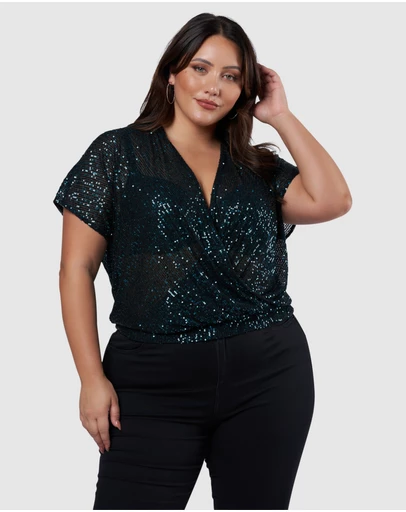 Pink Dusk by Curve Project - Flashy Sequin Top