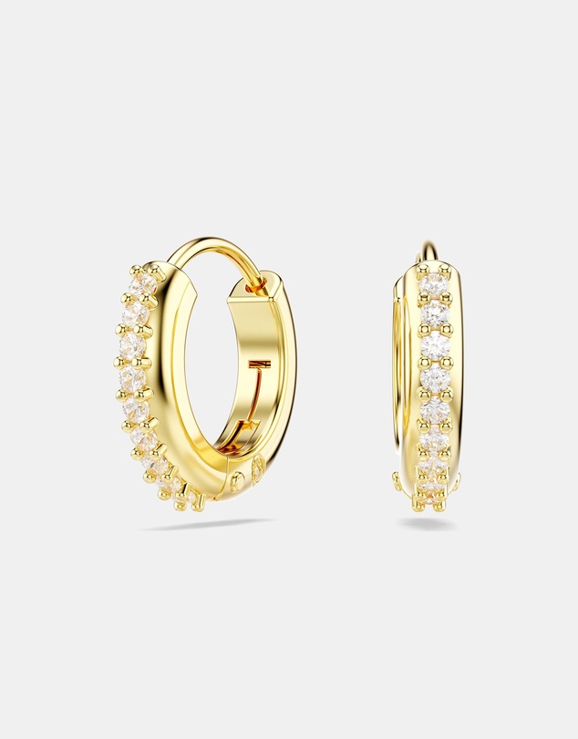 Swarovski - Matrix hoop earrings, Round cut, White, Gold-tone plated