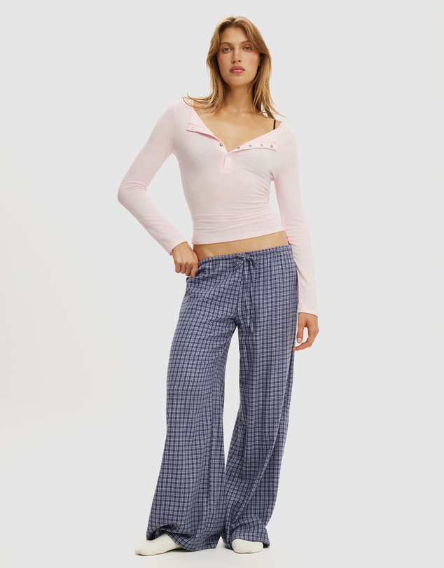 Cotton On Body - Super Soft Boat Neck Henley Long Sleeve Top