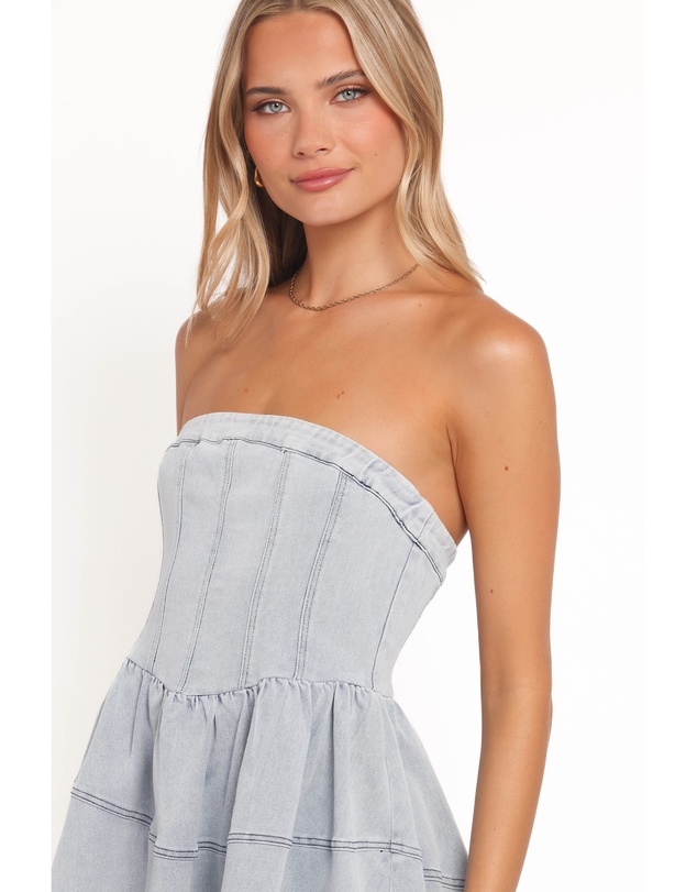 Petal & Pup - Ellen Strapless Mini Dress - Light Denim