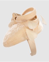 Max Alexander - Velvet Beige Winter Pillbox Fascinator