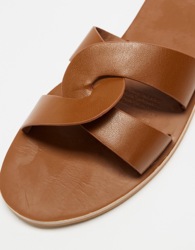 AERE - Leather Cross Loop Flat Slides